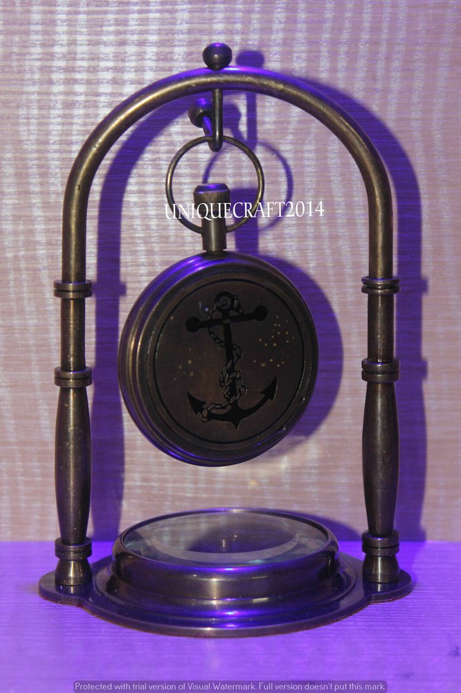SET OF 2 PC NAUTICAL TABLE TOP DECOR TABLE CLOCK SOLID BRASS WATCH COMPASS X-MAS