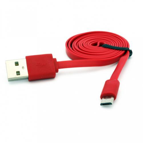 RED FLAT 6FT LONG USB CABLE CHARGE POWER WIRE DATA SYNC CORD for PHONE & TABLETS