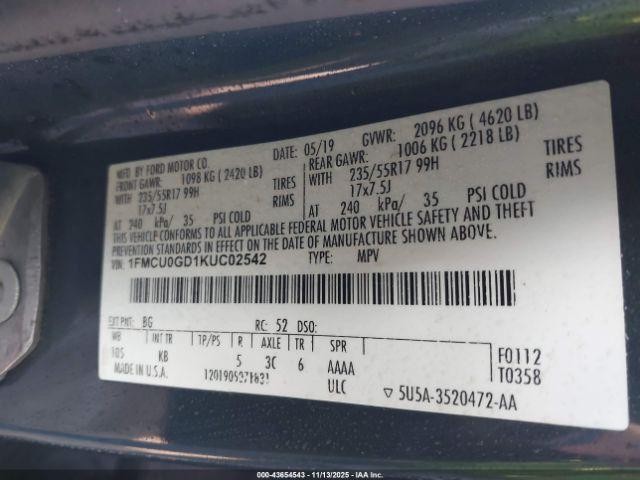 Used A/C Selector Switch fits: 2019 Ford Escape front automatic temperature cont
