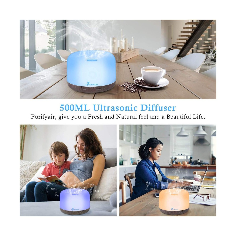 Diffuserlove Essential Oil Diffuser 500ML Aromatherapy Diffuser Mist Humidifi...