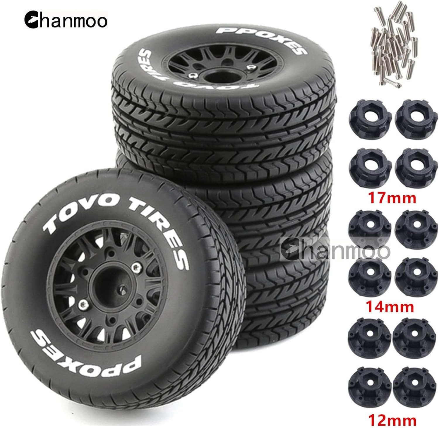 1/10 RC Short Course Truck Tires And Wheels With 12mm 14mm 17mm Hex 113mm 1/8...