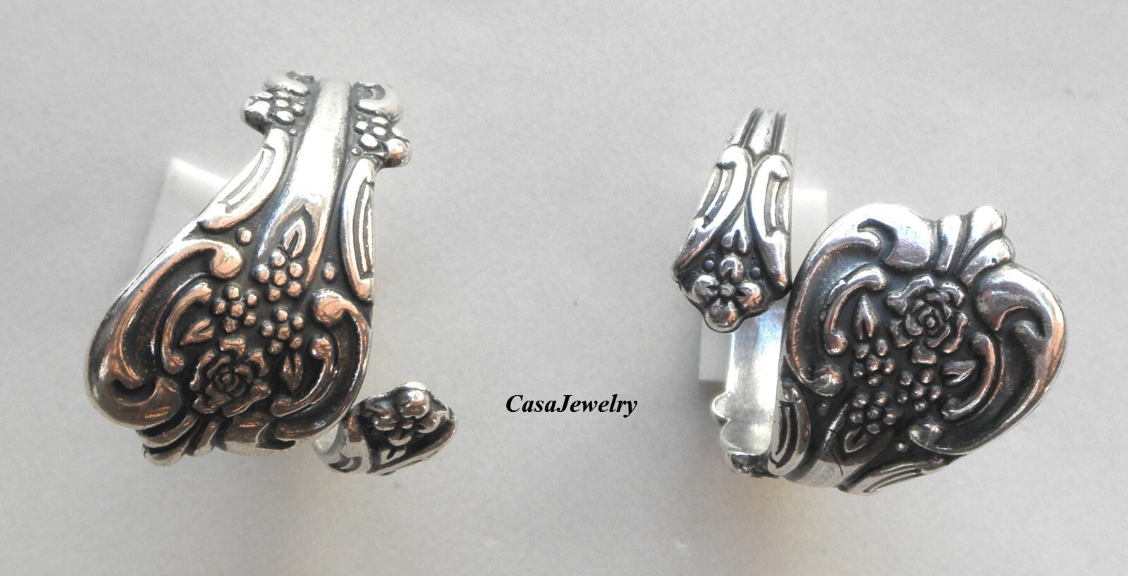 #4219 ANTIQUED STERLING SILVER PLATED ADJUSTABLE SPOON RING