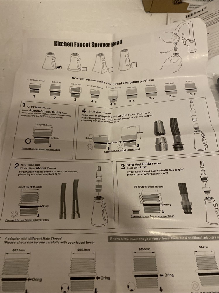 Pull Out Spray Head For Kitchen Faucet, 3-Function Down Sink Nozzle Wand Part