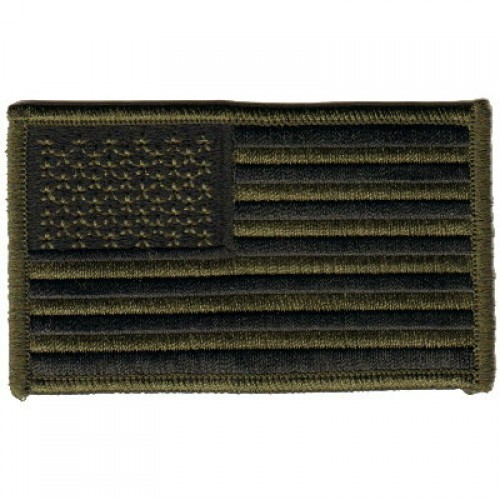 Motorcycle Biker Vest Jacket Patch - 2 USA FLAG Olive & Reverse- 2x3.25" Patch