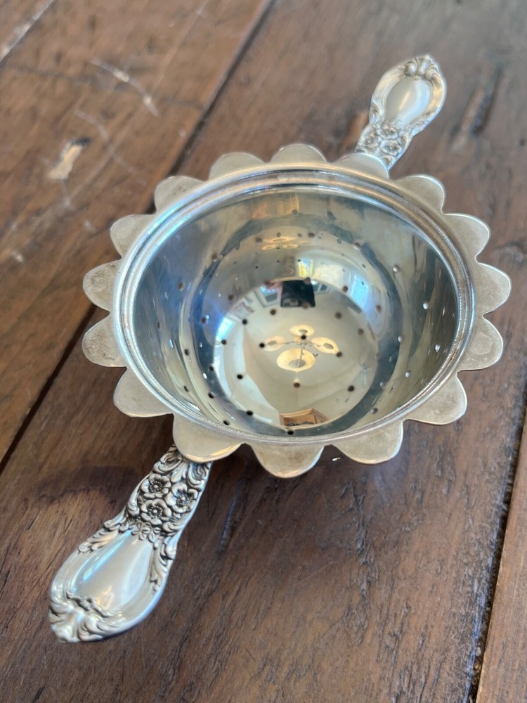 Silver Tea Strainer  — with Attached Handles