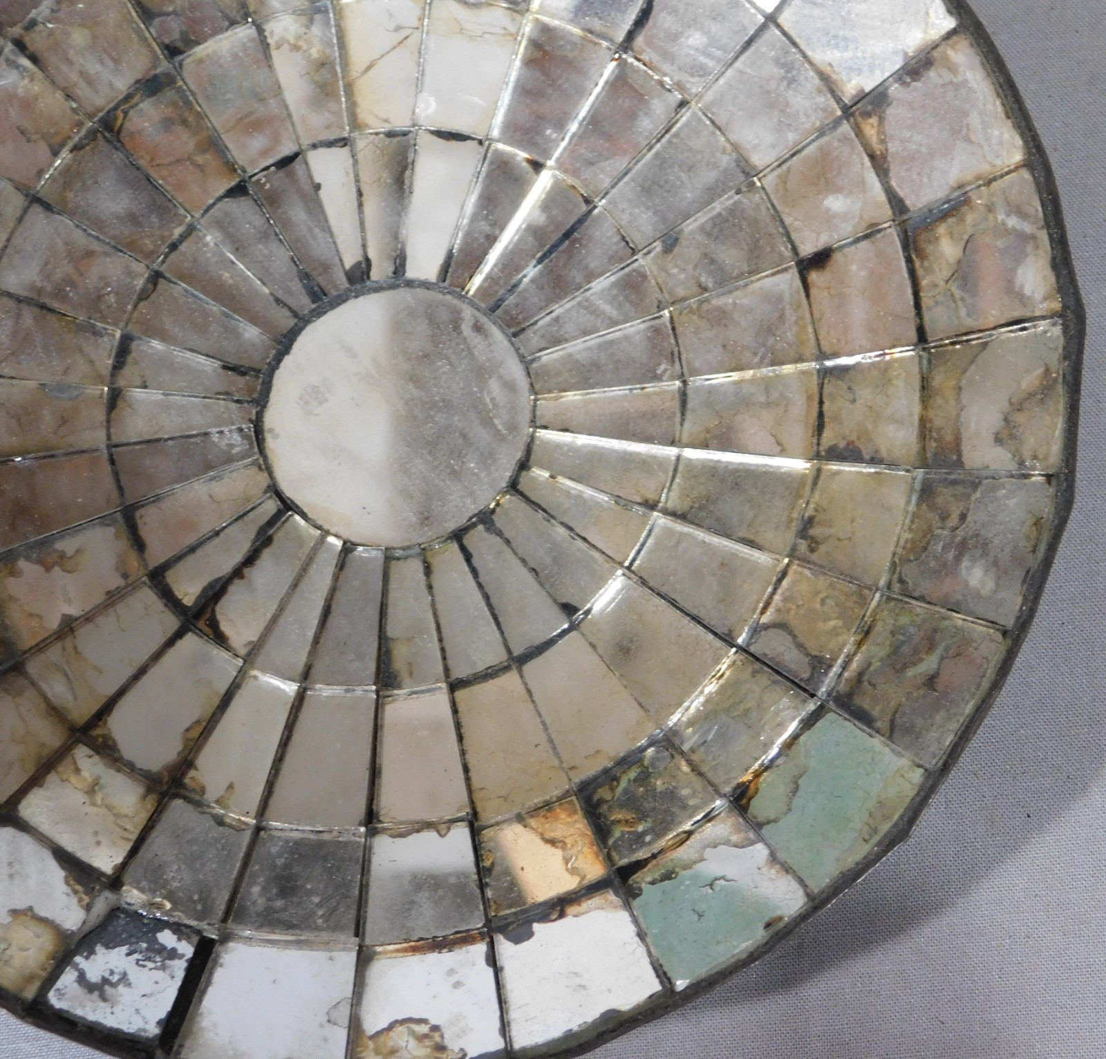 Antique American Mirrored Mosaic Candle Sconce 19th C Glass Reflector glass