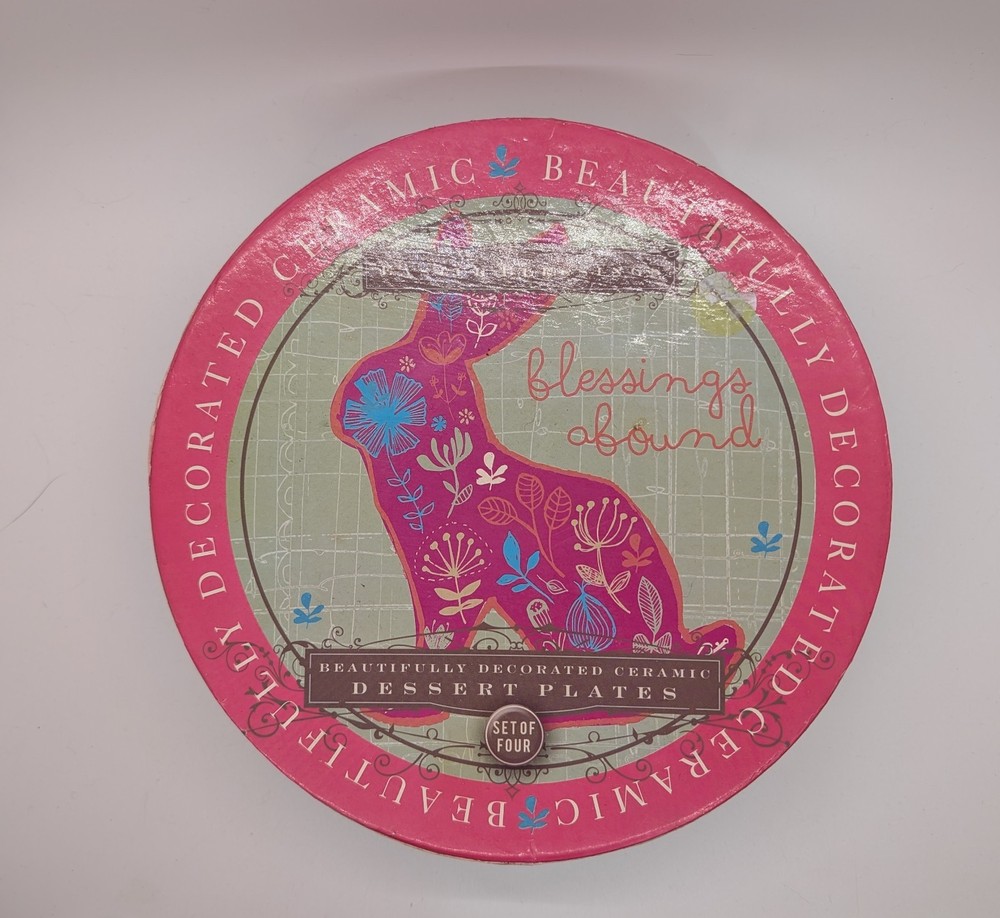 Certified Int'l AMYLEE WEEKS EASTER BUNNY Rabbit Blessings Abound dessert plates