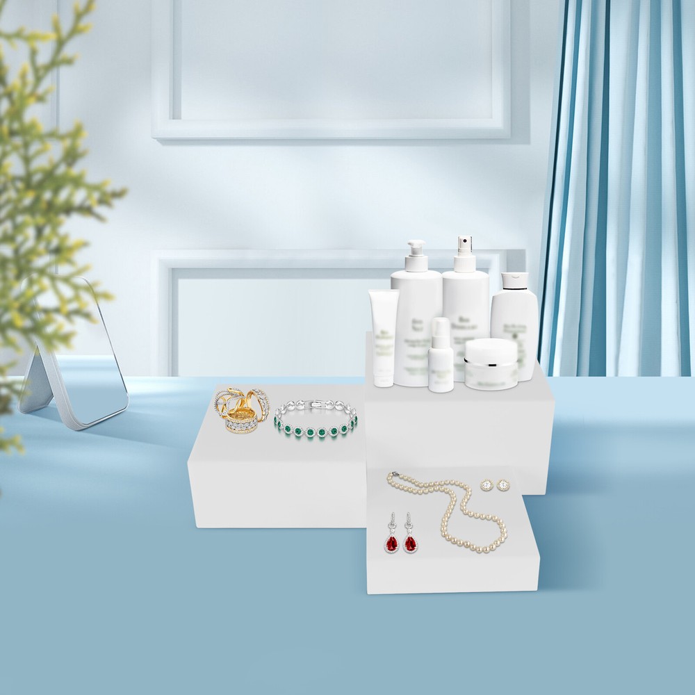 Acrylic Cube Dessert Table Display Nesting Riser with Hollow Bottoms 8"+9"+10"