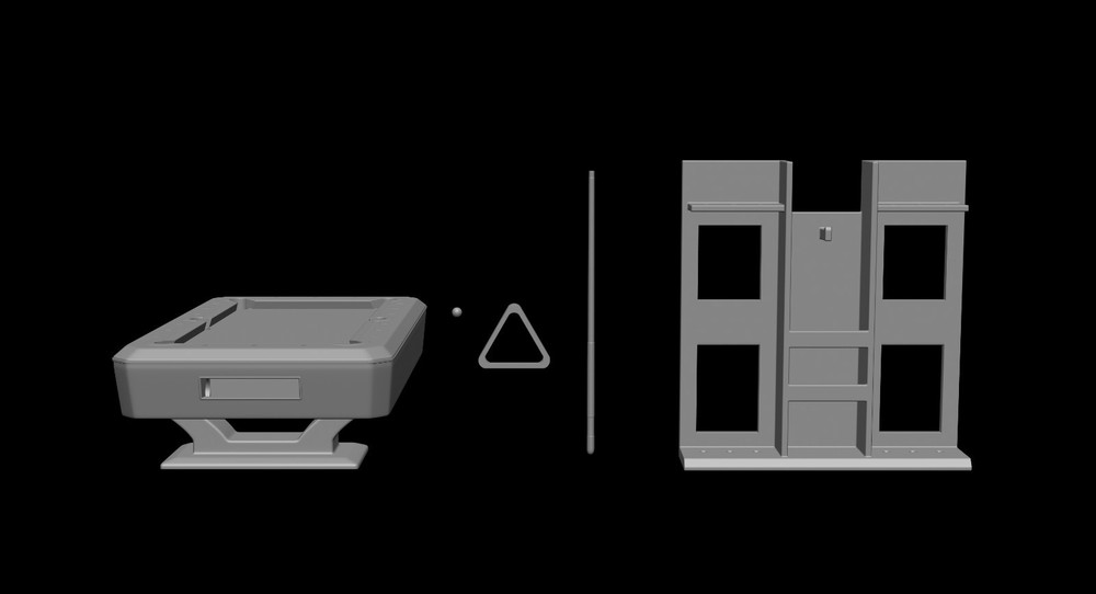 Pool table, complete with accessories, 1:5 scale, File STL OBJ for 3D Printer