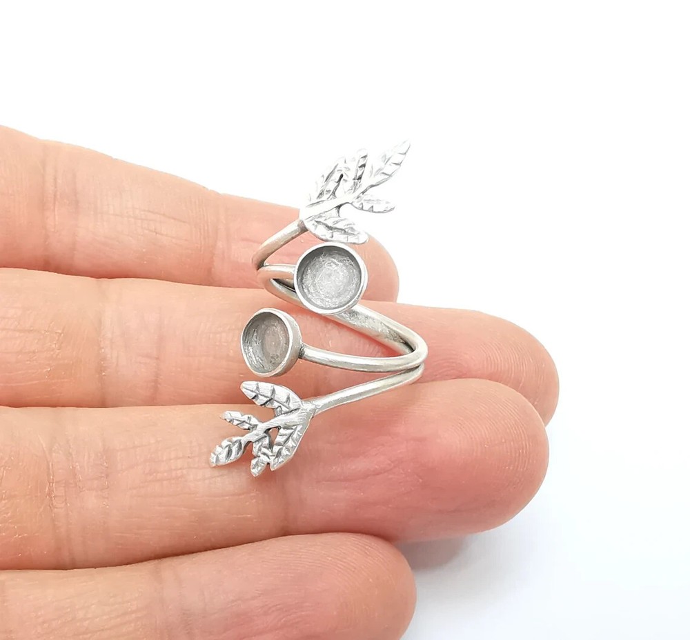 Wrap Leaf Ring Setting, Cabochon Blank, Resin Bezel, inlay Mounting, Epoxy Frame