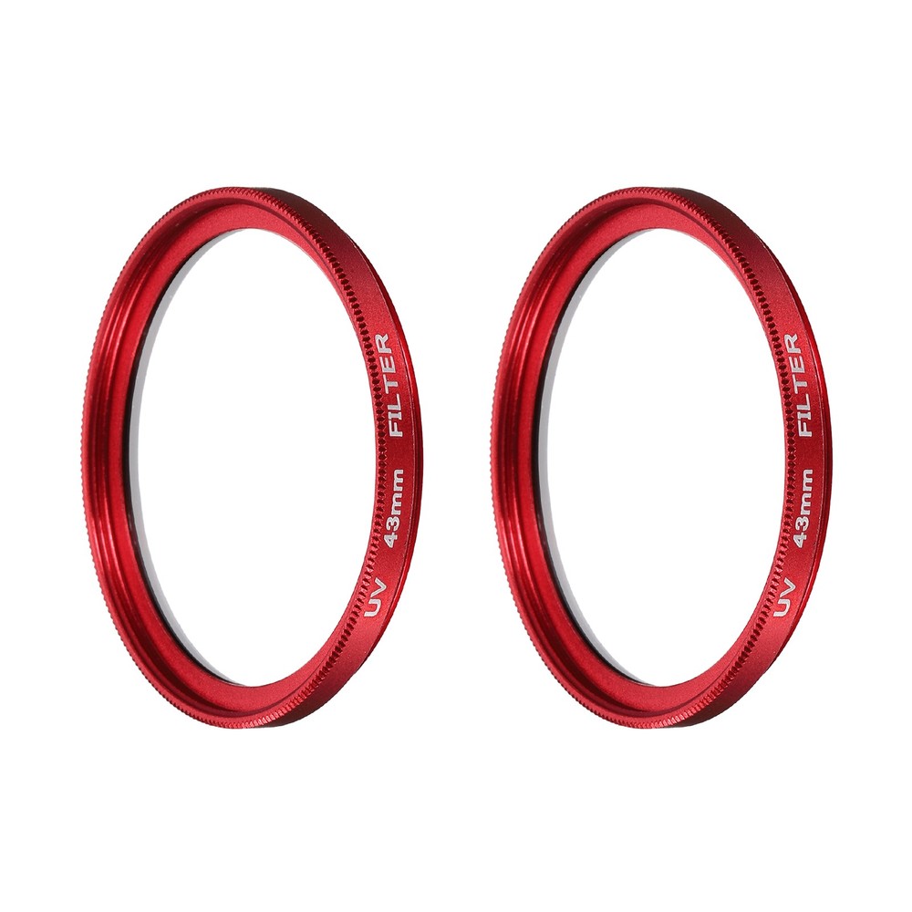 2Pcs 43mm Ultra Slim Lens Filter Multi Coating Camera Len Filter, Red