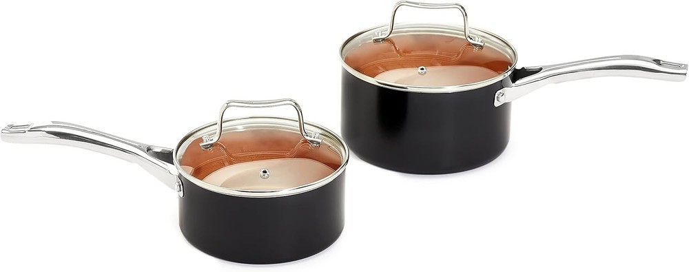 Amazon Basics Ceramic Nonstick Cookware Set, Induction Ready, Dishwasher & Oven