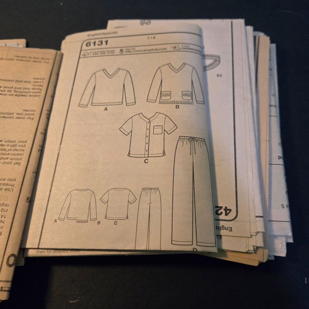 Sewing Pattern instruction paper lot Scrapbooking Junk Journal Collage Ephemera