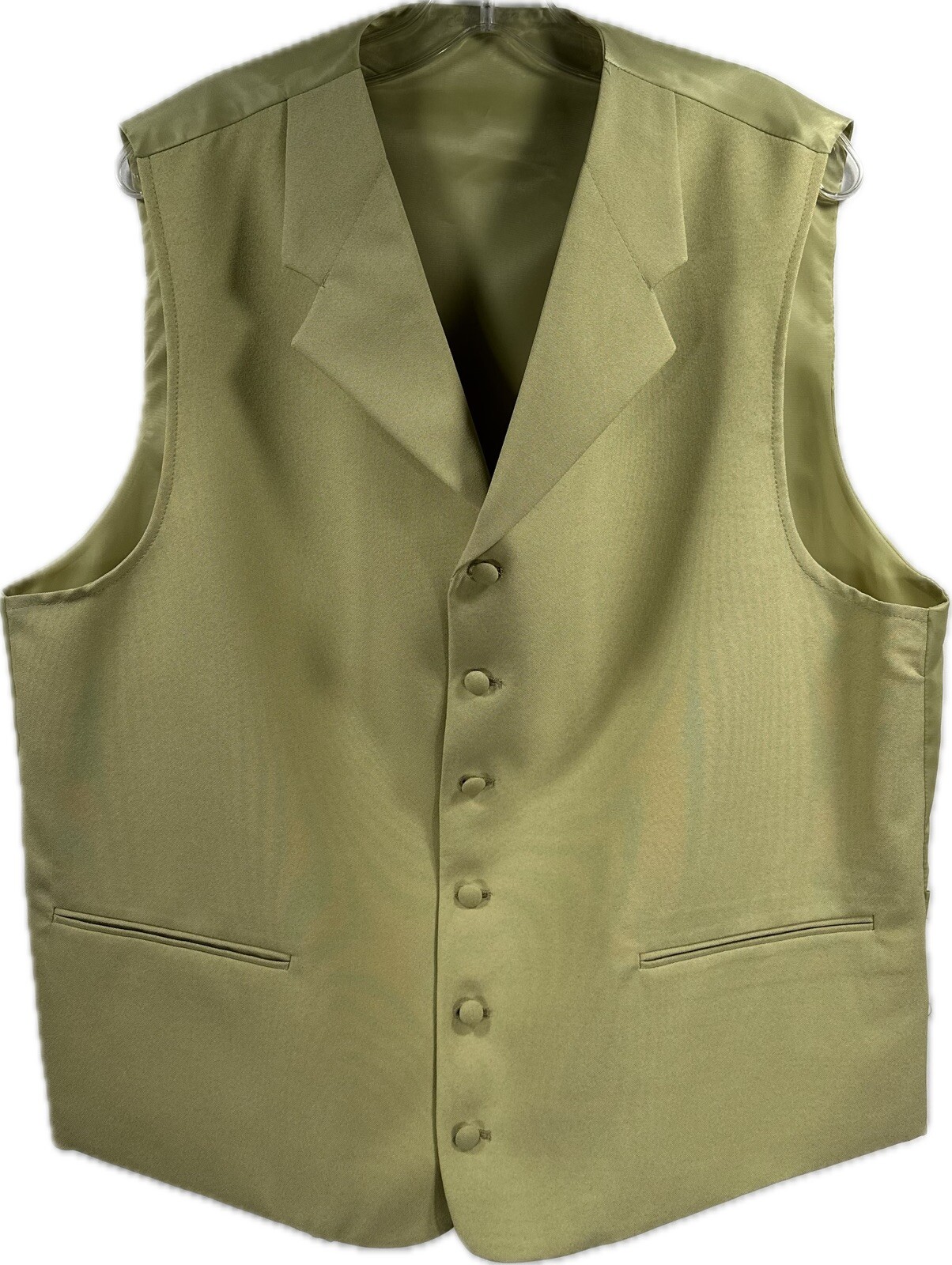 Men's Vest Solid Green 6 Buttons Size 46R Arm Pit to Arm Pit 48"