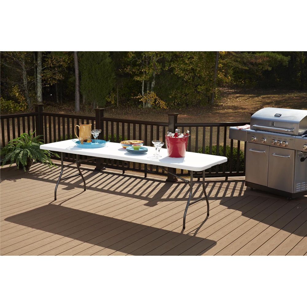 Cosco 8 Foot Centerfold Folding Table, White, Sturdy Frame, Durable Construction