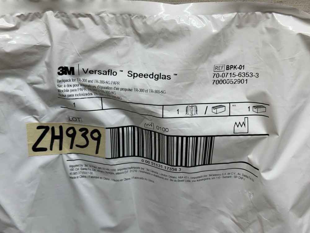 3M BPK-01 3M Versaflo Back Pack New