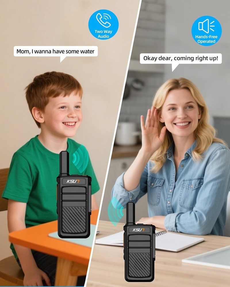 Wireless Intercom System Home Walkie Talkie Long Range Rechargeable Battery