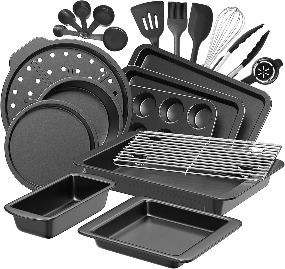 Bakeware Set, Kitchen Nonstick Baking Pan with Wider Handles, 10-Piece Set