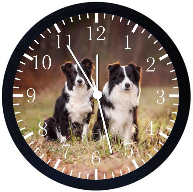 Border Collie Black Frame Wall Clock F42