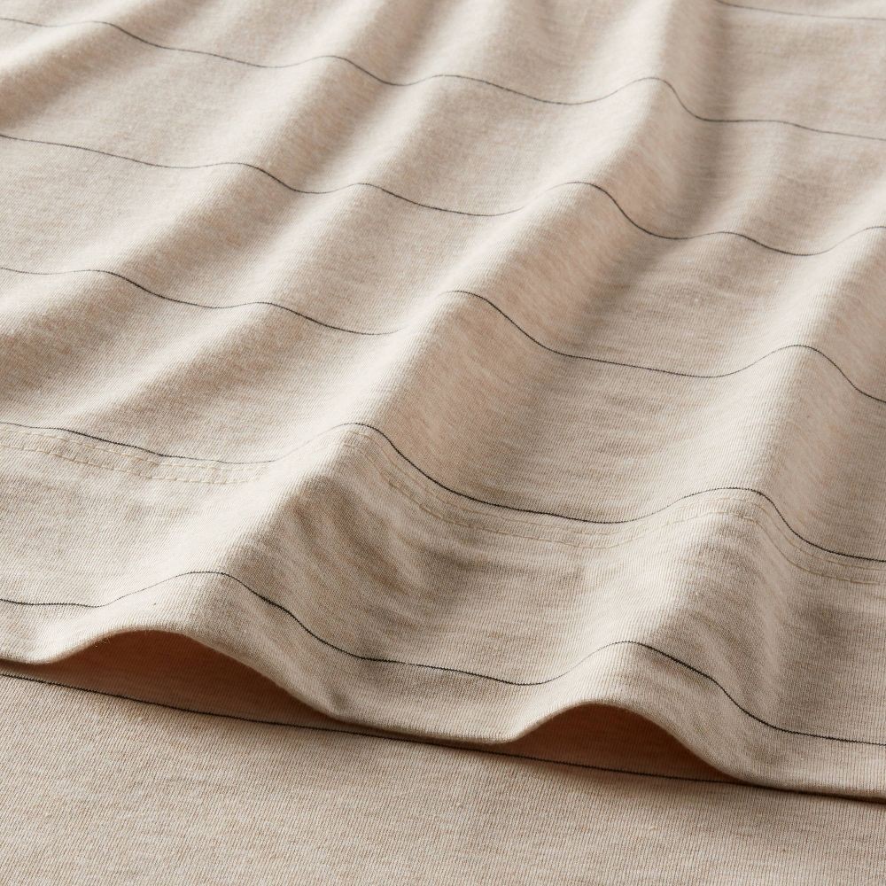 Full Cotton Jersey Sheet Set Oatmeal Heather Striped - Threshold:
