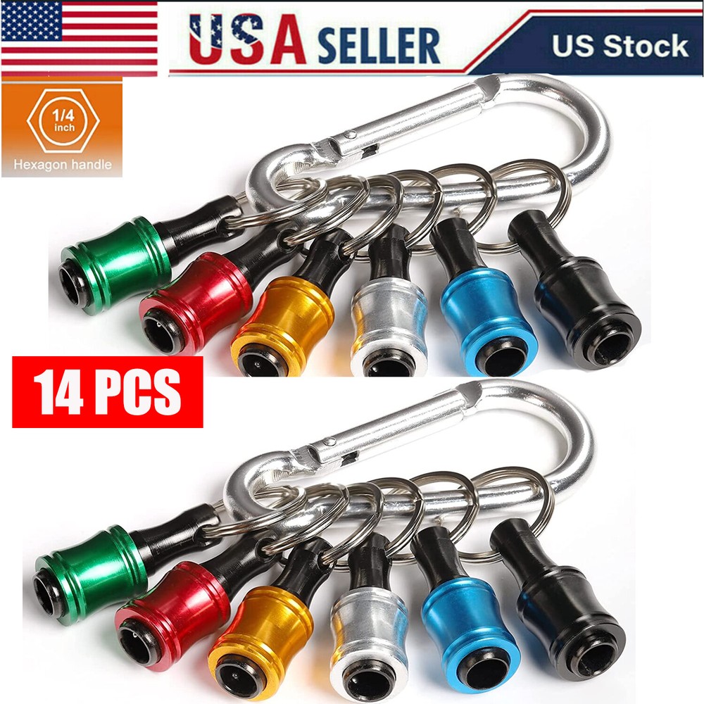 14Pcs 1/4" Hex Shank Quick Release Keychain Screwdriver Drill Bits Holder Set