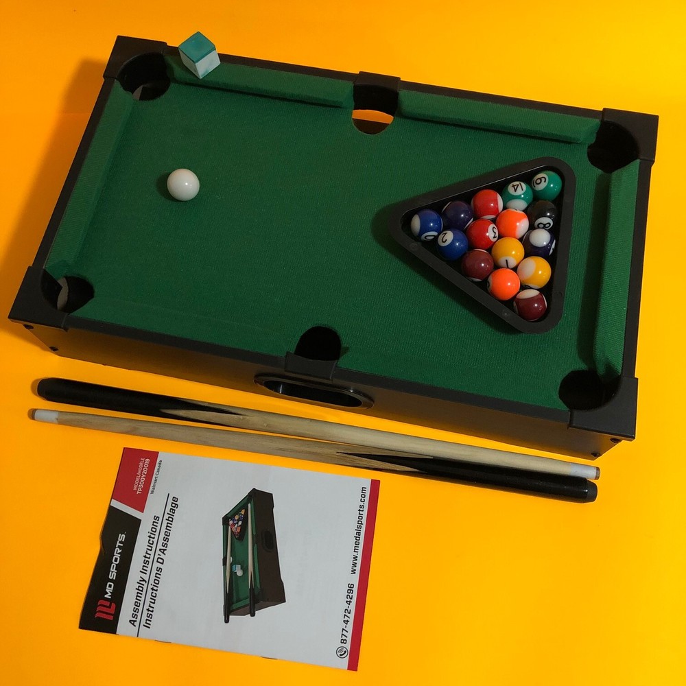Mini Tabletop Billiard Pool Table - Barrington - with Cues and Chalk