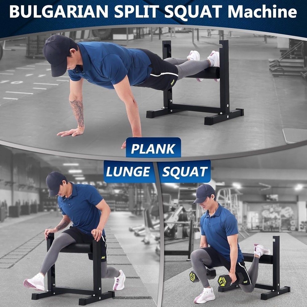 Adjustable Split Squat Stand Roller 7-Level Height Settings for Bulgarian Squats