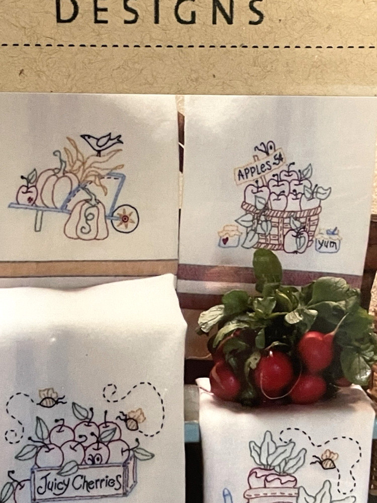 Bird Brain Traceable Embroidery Pattern Fresh Picked Tea Towel Spring Summer