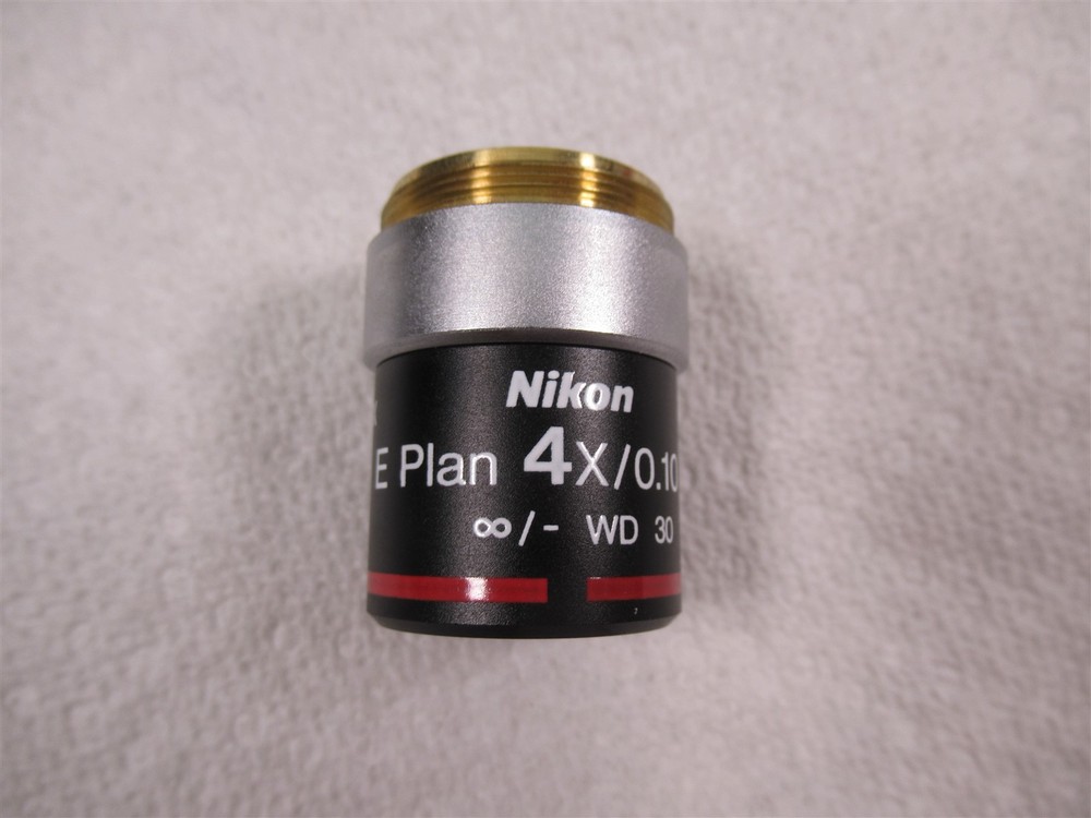 Nikon E Plan 4X Microscope Objective Lens Eclipse E200 Brightfield Microscopy