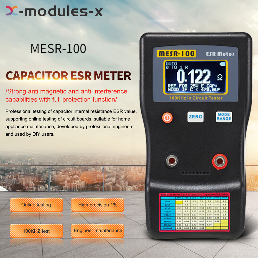 MESR-100 ESR Capacitance Ohm Meter Capacitance Internal Resistance Tester Tool