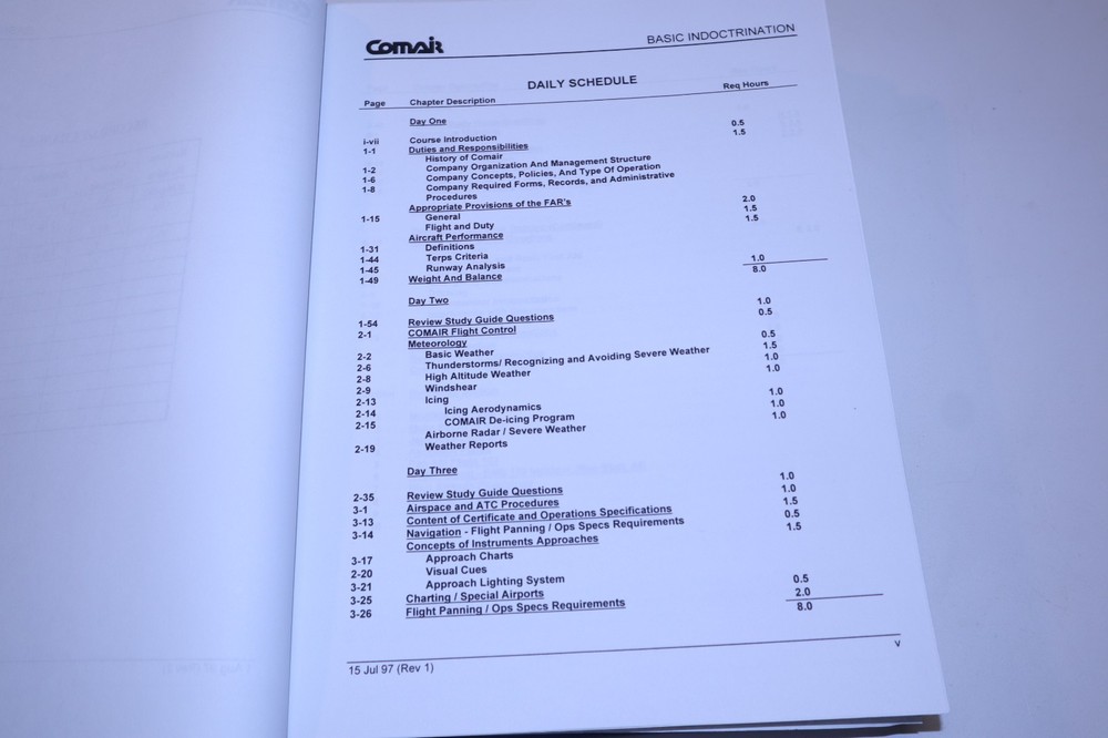 Comair Basic Indoctrination Course Pilot Training Manual Aviation