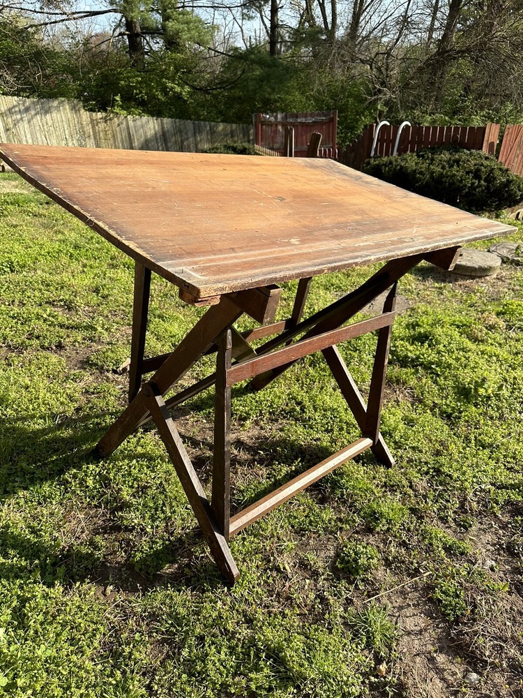 1920s Cole Industrial Adjustable Easel Drafting Table Office Study Artist art