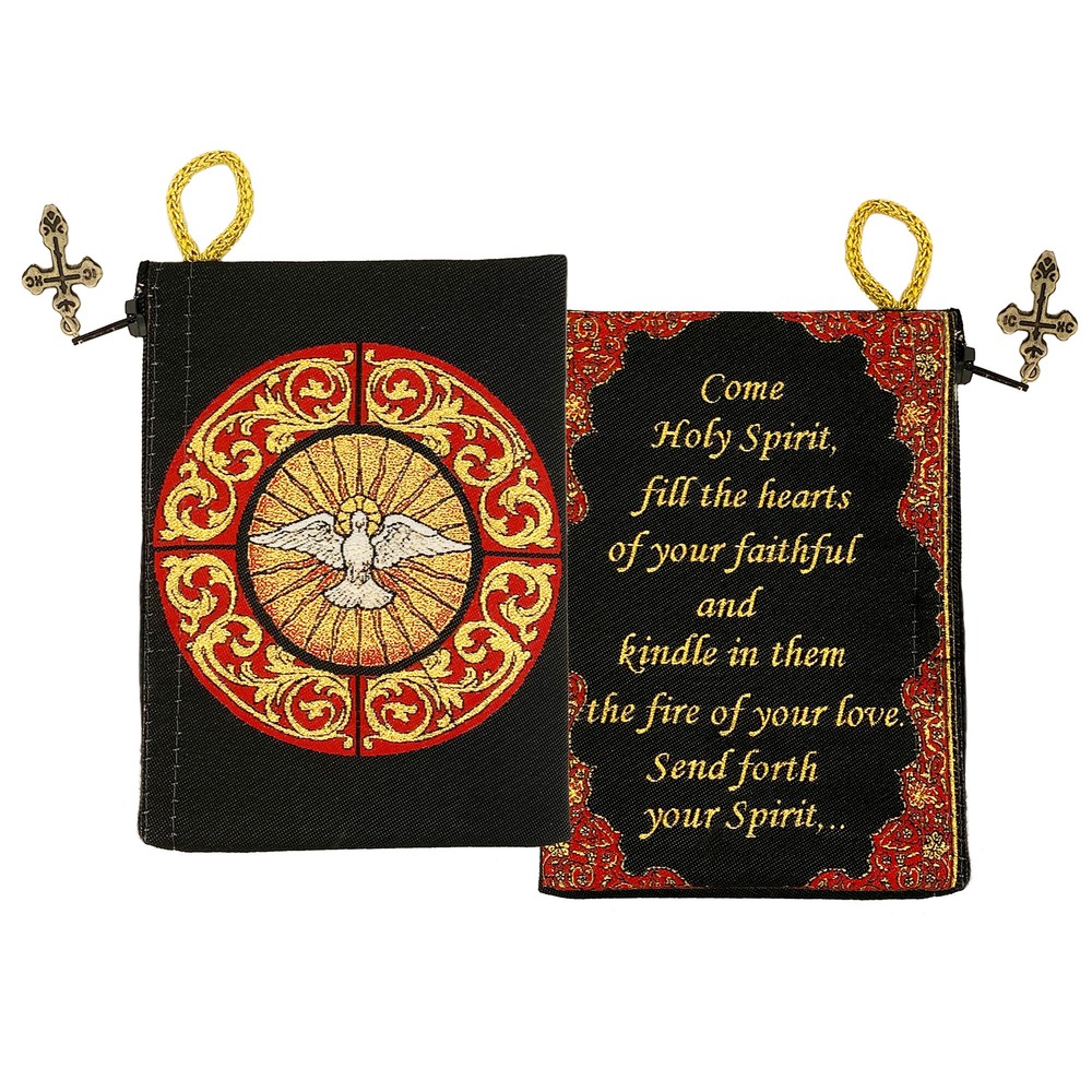 "Holy Spirit" Bernini Inspired Confirmation Keepsake Tapestry Pouch - Black/Red