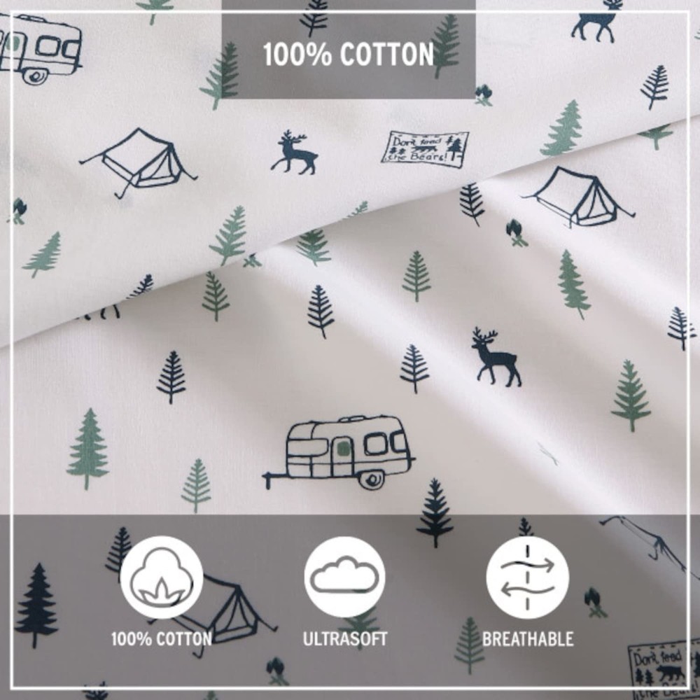 Eddie Bauer - Full Sheets, Cotton Percale Bedding Set, Crisp Cool Home Decor,