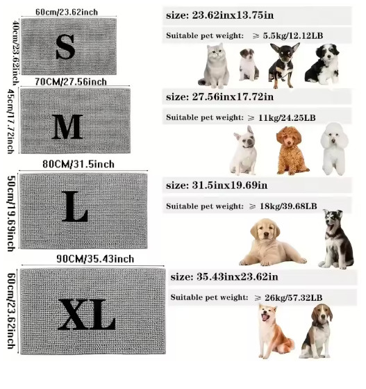 Dog Door Mat for Muddy Paws, Absorbs Moisture and Dirt, Non-Slip Washable Mat, Q