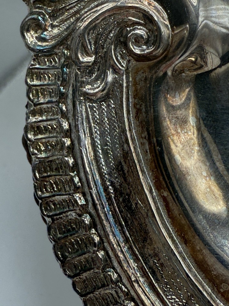 Barbour Silver Plate Co Footed Etched Tray 13” Silver On Copper #3804