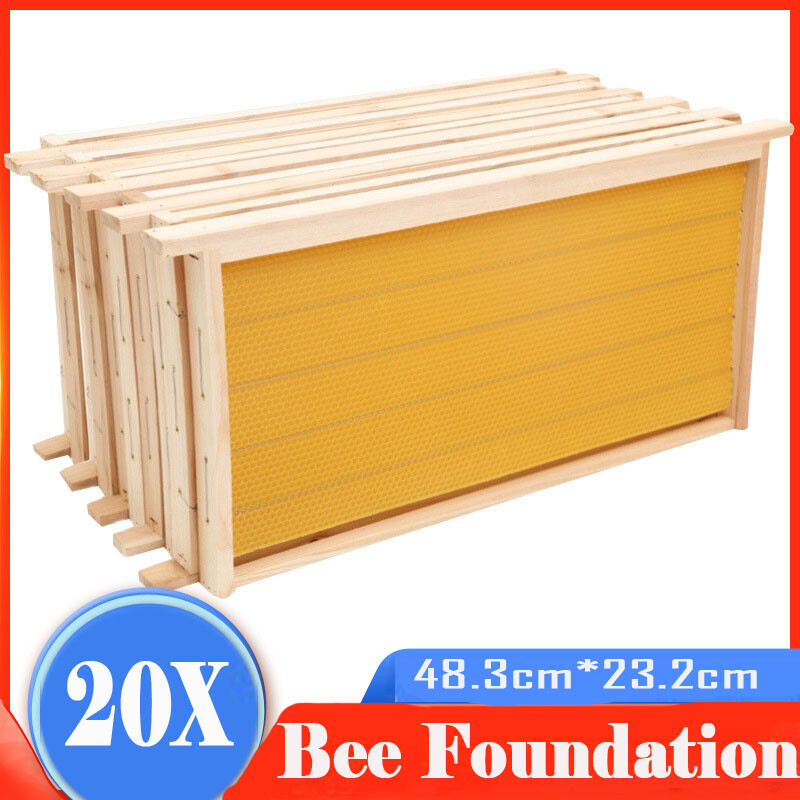 20PCS Bee Wax Foundation Hive Frames Foundation Deep Comb Bee Hive With Wire
