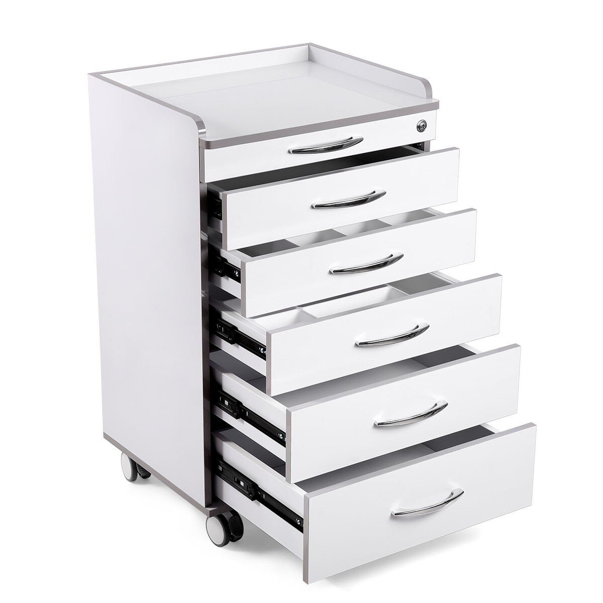 5 Drawers Dental Lab Mobile Cabinet Assistant Cart Medical Utility Storage Cart