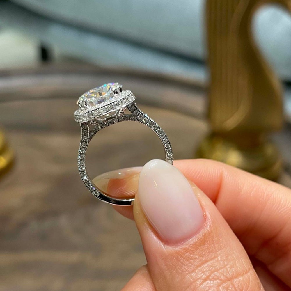Gold Wedding Ring Semi Mount Setting 1.10 Ct Diamond Round Cut Solid 14k White