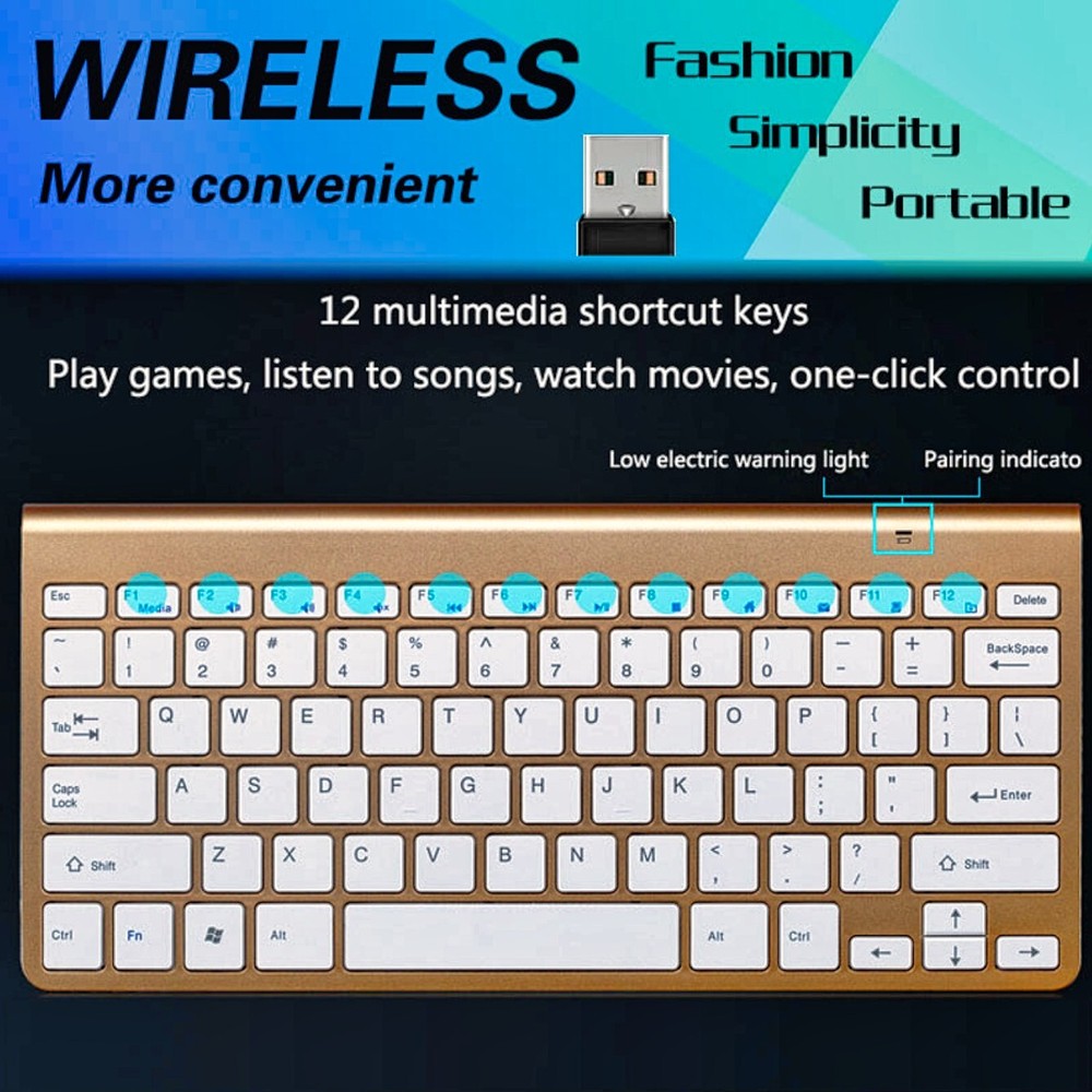 KEYBOARD MOUSE SET MINI WIRELESS WATERPROOF 2.4G COMPATIBLE iOS WINDOWS ✅BK04✅