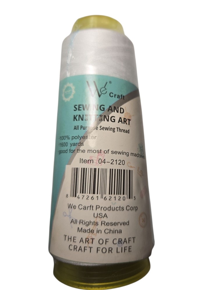 Hilo/White 100% Polyester Multi-Purpose Sewing Thread Spool 1600 Yards