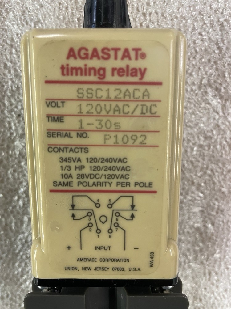 Agastat SSC12ACA Time Delay Relay, 120VAC/DC