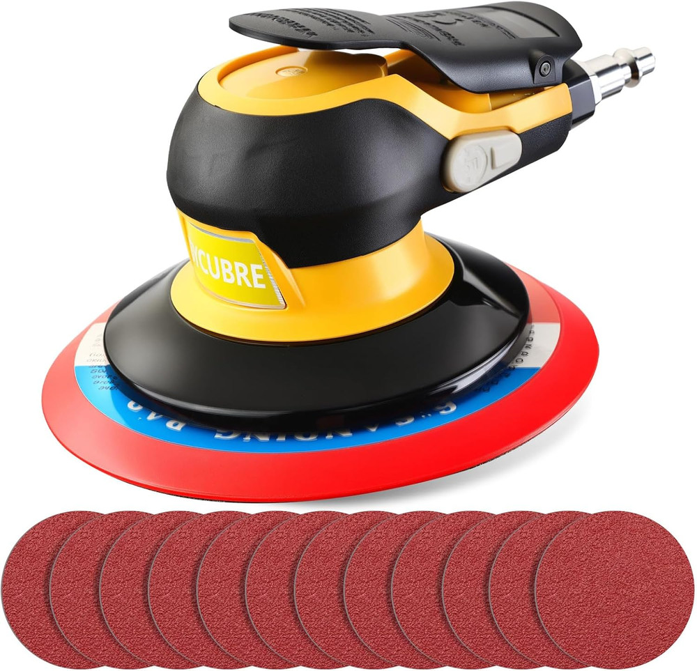 Low Noise 5/6 Inch DA Sander for Auto Body - Lightweight, Powerful Random Orbita