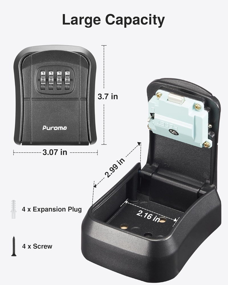Key Lock Box Combination Lockbox Wall-Mounted Key Storage Box for House Keys, Re