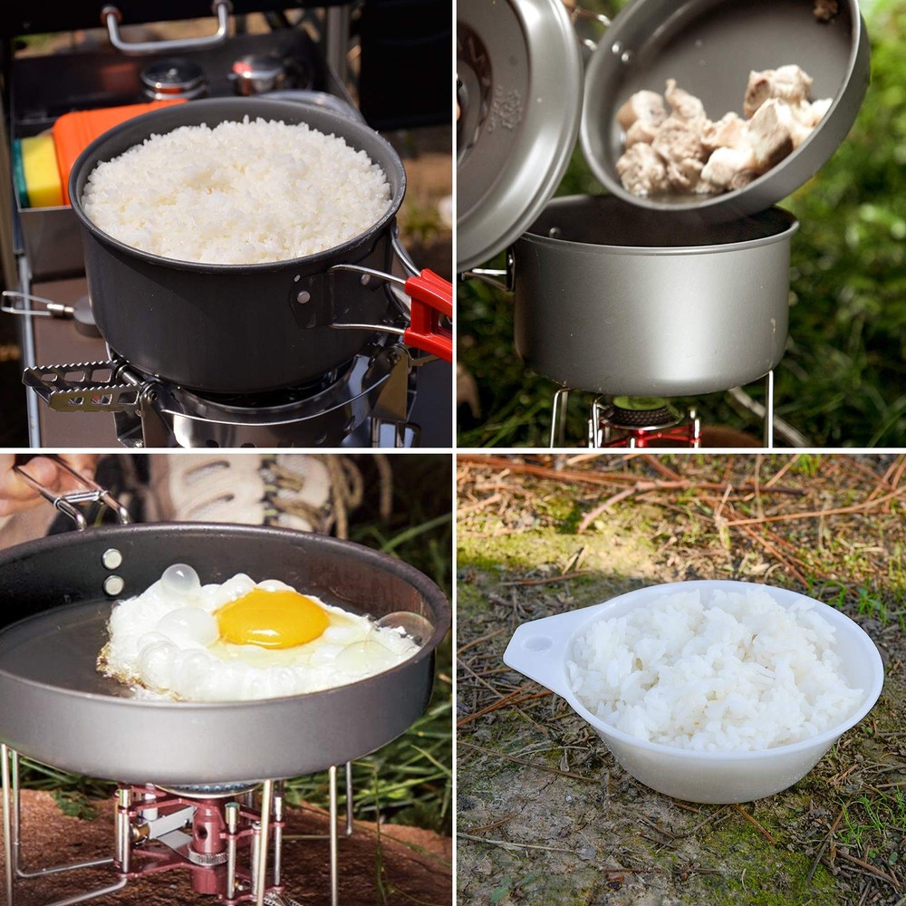 Bulin 8PCS Lightweight Camping Cookware Mess Kit Backpacking Cooking Set