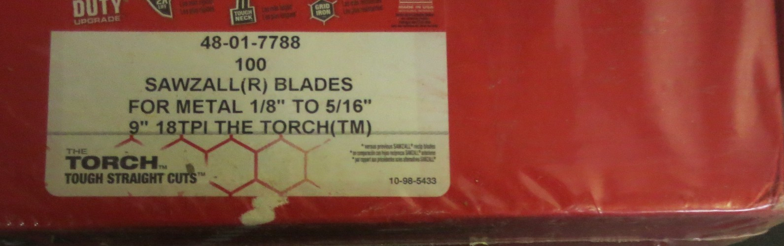 Milwaukee 9" 18 TPI Sawzall Torch Metal Demolition Blade 48-01-7788