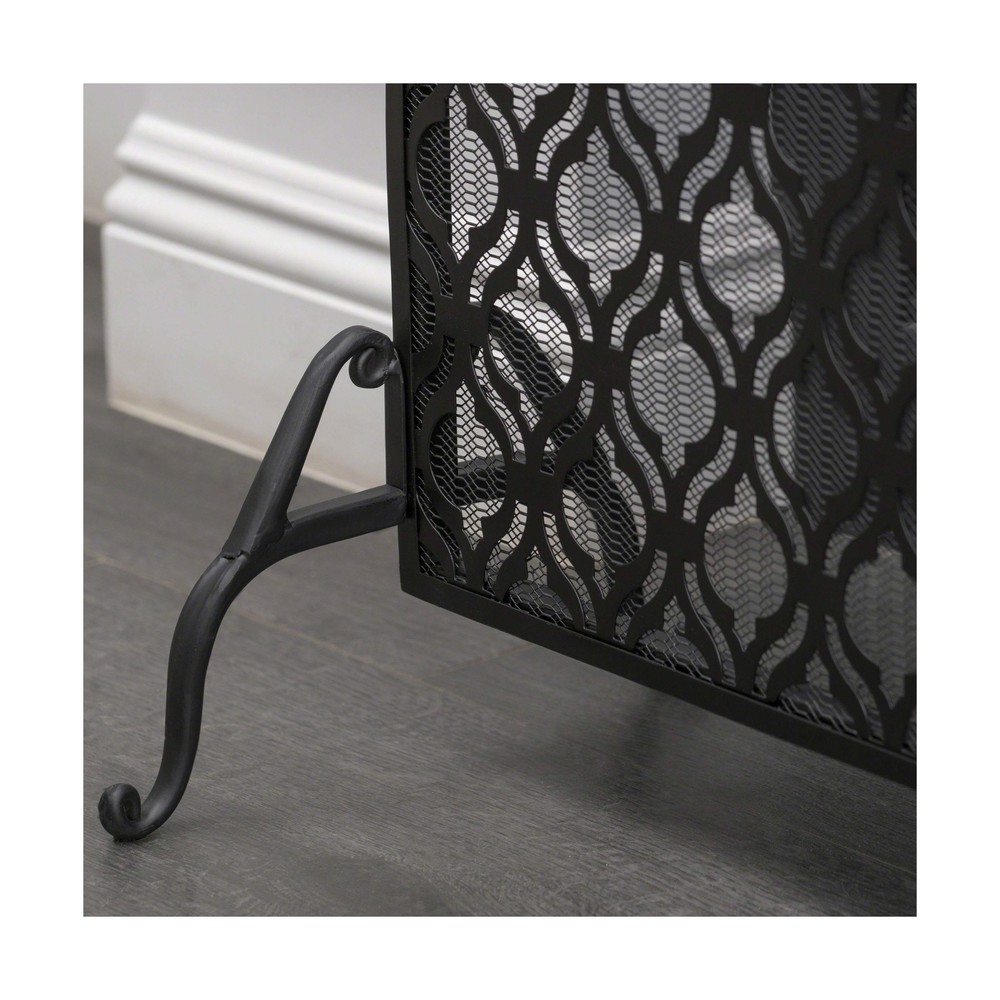 Christopher Knight Home Elmer Single Panel Iron Fireplace Screen, Black
