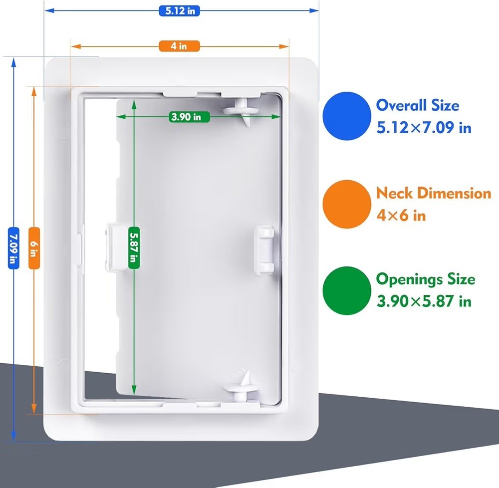 Access Plumbing Panel for Drywall Ceiling, 4x6 in 2 PC Plastic Access Door, Wall