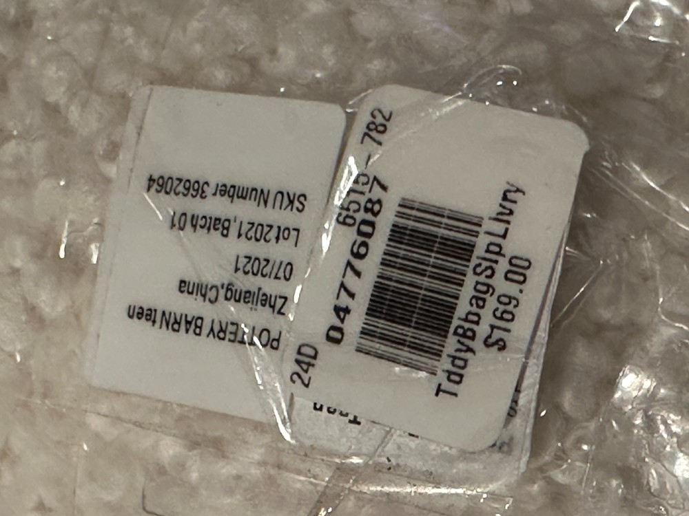 Pottery Barn Teen Teddy Bear Faux Fur Bean Bag Slipcover Only Lg Ivory NEW $169