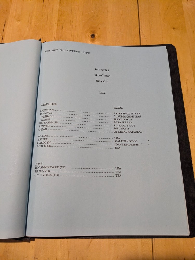 Babylon 5 Original Production Script ~ Ship of Tears